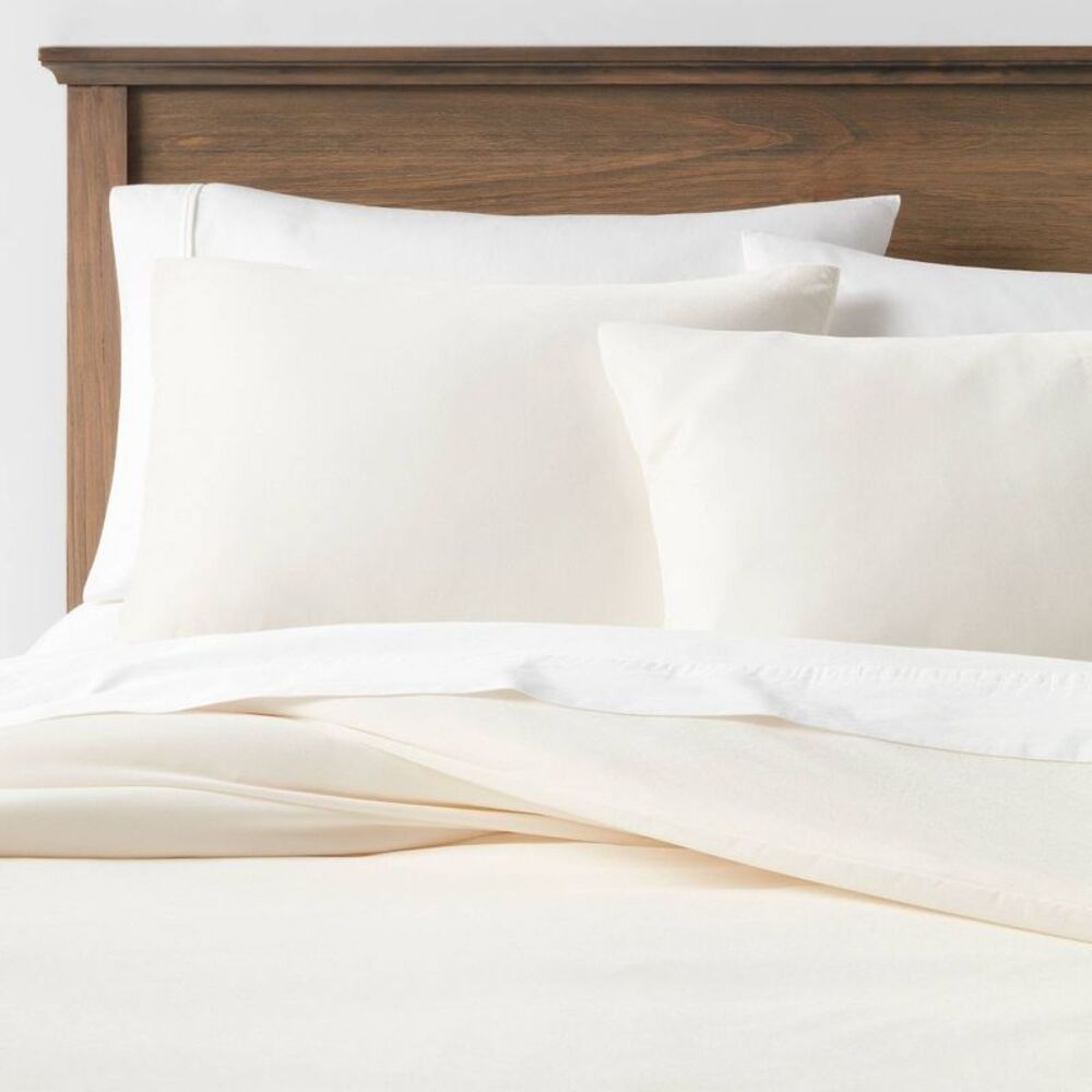 Threshold - King Lustrous Velvet Duvet Cover & Sham Set Cream  Cream